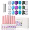 Version 1.0.0 ADHERE 12ml 6pcs Cat Eye Gel Polish Kit with Magnetic Stick, Cat Eye Gel Polish Holographic Glitter UV LED Nail Varnish for Nail Salon DIY Design