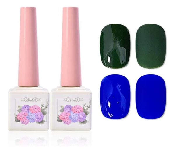 Version 1.0.0 ADHERE 12ml 2pcs Gel Polish Kit, Green Blue UV LED Gel Nail Polish, Soak Off Nail Varnish Gel Polish for Manicure Salon DIY Design at Home