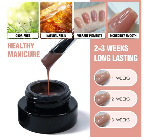 Version 1.0.0 ADHERE 11pcs Nude-Pink Kit with Brush, UV LED Gel Nail Polish, Soak Off Nail Varnish Gel Polish for Manicure Salon DIY Design at Home