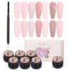 Version 1.0.0 ADHERE 7pcs Nude Pink Gel Polish Kit with Brush, UV LED Gel Nail Polish, Soak Off Nail Varnish Gel Polish for Manicure Salon DIY Design at Home