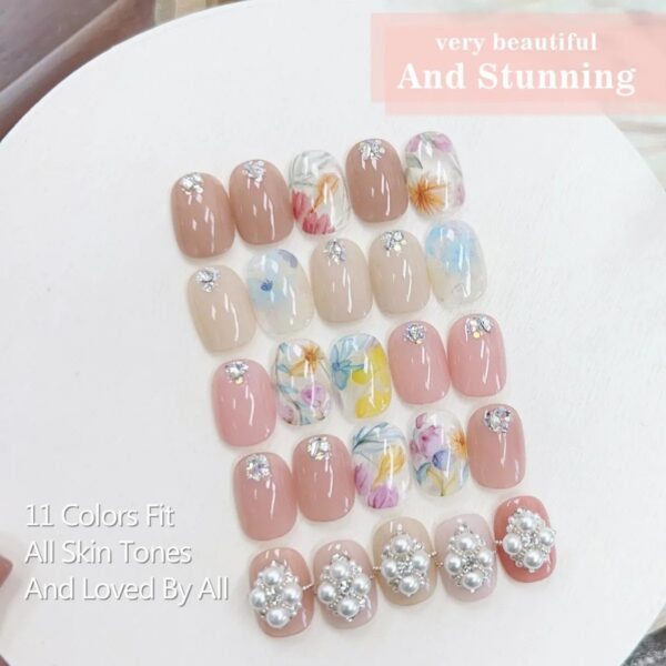 Version 1.0.0 ADHERE 11pcs Nude-Pink Kit with Brush, UV LED Gel Nail Polish, Soak Off Nail Varnish Gel Polish for Manicure Salon DIY Design at Home