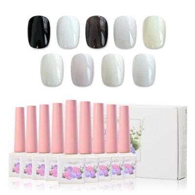 Version 1.0.0 ADHERE 12ml 9 Classic Black White Collection, Beige UV LED Gel Nail Polish, Soak Off Nail Varnish Gel Polish for Manicure Salon DIY Design at Home