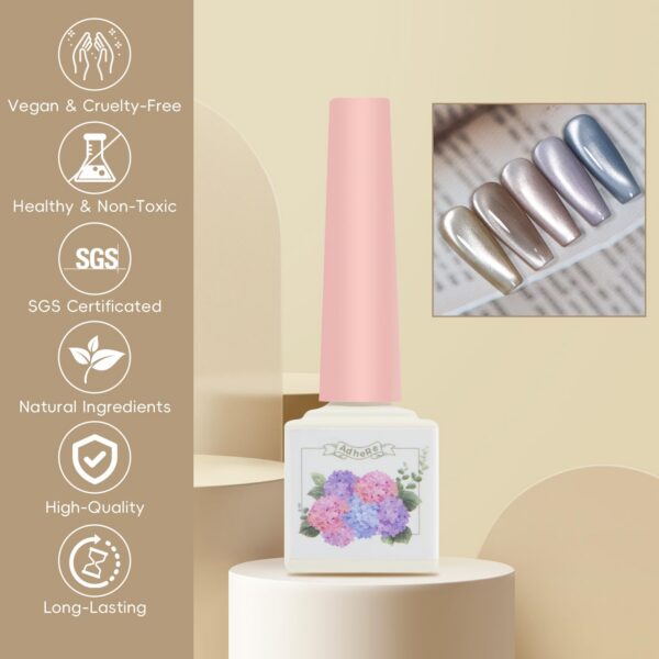 Version 1.0.0 Adhere 5pcs 12ml Cat Eye Nail Polish Gel Kit - Beige Light Purple Blue Nude Magnetic Cat Eye Gel Nail Polish Varnish for Manicure