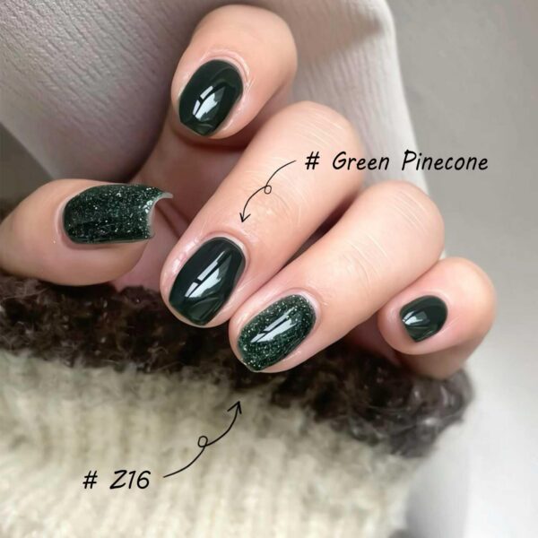 Version 1.0.0 ADHERE 12ml x 6pcs Nail Polish Kit, 3x Diamond Glitter + 3x Color Gel Dark Red Green Brown Crushed Diamond Dazzling Nail Varnish, Sparkly Shiny Reflective Sequins Gel Polish, for DIY Nail Art Salon