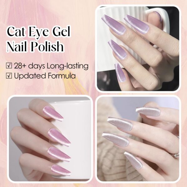 Version 1.0.0 ADHERE Cat Eye Gel Nail Polish Set, Holographic Glitter 7 Colors with Magnet Stick and Brush Gel Polish Soak Off Led Gel Polish Kit Nail Art Gel Manicure Salon DIY Gifts