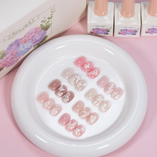 Version 1.0.0 ADHERE 12ml 8pcs Translucent Nude Pink Gel Kit, UV LED Gel Nail Polish, Soak Off Nail Varnish Gel Polish for Manicure Salon DIY Design at Home