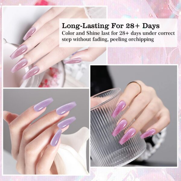 Version 1.0.0 Adhere 12ml 8pcs Candy Color Cat Eye Gel Nail Polish Kit with Magnet - Cat Eye Nail Polish Gel para uñas Glitter Shining Magnetic Varnish, UV/LED Needed