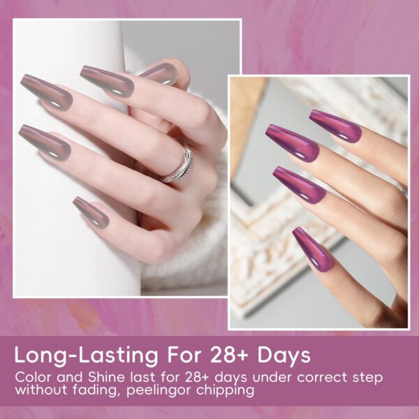 Version 1.0.0 ADHERE 8pcs of 12ml Cat Eye Gel Polish Magnet Set - Purple Grey Green White Magnetic Gel Nail Varnish Glitter Shimmering Sparkle Nail Art with Magnetic Effects Cat Eye Nail Gel Polish