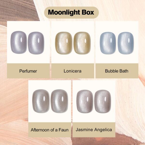 Version 1.0.0 Adhere 5pcs 12ml Cat Eye Nail Polish Gel Kit - Beige Light Purple Blue Nude Magnetic Cat Eye Gel Nail Polish Varnish for Manicure