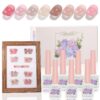 Version 1.0.0 ADHERE 12ml 8pcs Translucent Nude Pink Gel Kit, UV LED Gel Nail Polish, Soak Off Nail Varnish Gel Polish for Manicure Salon DIY Design at Home