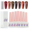 Version 1.0.0 Adhere 12ml of 7pcs Magnetic Cat Eye Nail Gel Polish Kit - Reflective Cat Eye Gel Polish Kit with Magnet Sticker Glitter Magnetic Gel Nail Varnish Soak Off UV Gel Nail Polish