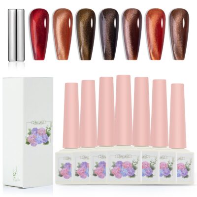 Version 1.0.0 Adhere 12ml of 7pcs Magnetic Cat Eye Nail Gel Polish Kit - Reflective Cat Eye Gel Polish Kit with Magnet Sticker Glitter Magnetic Gel Nail Varnish Soak Off UV Gel Nail Polish