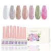 Version 1.0.0 ADHERE 12ml 7pcs Glitter Nude Translucent Gel Polish Set, Fine Glitter Gel Nail Polish, Shimmery Nail Polish Gel Polish for Nail Art Manicure Salon DIY at Home