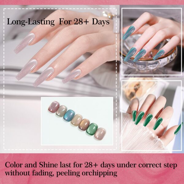 Version 1.0.0 ADHERE 12ml 7pcs Magnetic Nail Polish Gel Kit with Nail Magnet - Cat Eye Gel Nail Polish Glitter Shining Nude Pink Nail Gel Polish Green Nail Varnish