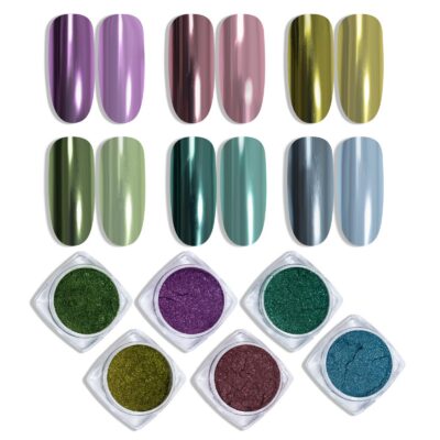 Version 1.0.0 ADHERE 6pcs Chrome Powder Set - Magic Metallic Mirror Finish & Mirror-Like Effect | Non-Toxic, Salon-Quality, DIY Gel Nail Supplies