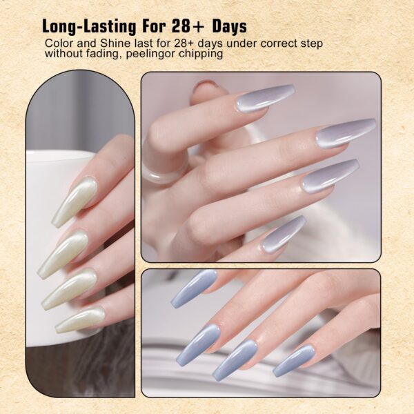 Version 1.0.0 Adhere 5pcs 12ml Cat Eye Nail Polish Gel Kit - Beige Light Purple Blue Nude Magnetic Cat Eye Gel Nail Polish Varnish for Manicure