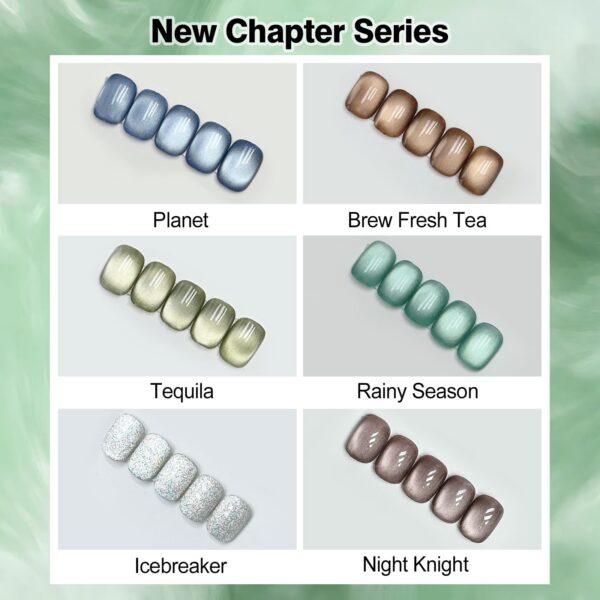 Version 1.0.0 Adhere 12ml 6pcs Magnetic Cat Eye Nail Gel Polish Kit - Brown Green Blue White Gel Nail Varnish para uñas Glitter Shining, UV/LED Needed