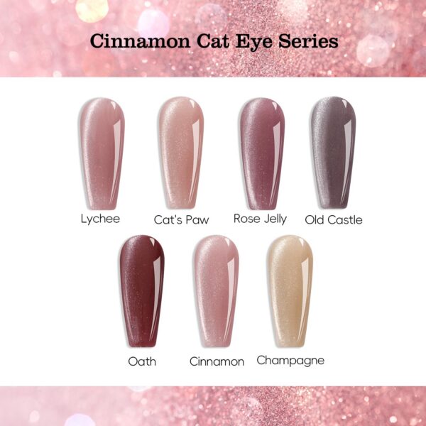 Version 1.0.0 Adhere 12ml 7pcs Cat Eye Nail Polish Gel Kit with Magnetic Stick - Pink Rose Beige Gel Nail Polish Varnish Magnetic Gel Polish Soak Off Nude Manicure Nail Salon