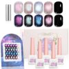 Version 1.0.0 ADHERE 12ml 5pcs Universal Magnetic Gel Set with Magnetic Stick, 1 x Black + 4 x Cat Eye Gel Polish Holographic Glitter UV LED Nail Varnish for Nail Salon DIY Design