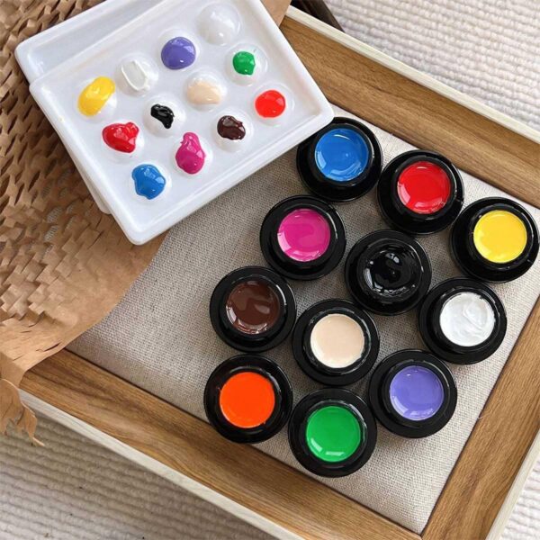 Version 1.0.0 ADHERE 11pcs Nail Art Painting Gel Kit with Brush, White Black Red Yellow Nude Blue Rose Classic Color UV LED Gel Nail Polish, Soak Off Nail Varnish Gel Polish for Manicure Salon DIY Design at Home