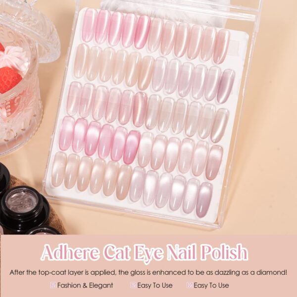 Version 1.0.0 ADHERE Cat Eye Gel Nail Polish Set, Holographic Glitter 7 Colors with Magnet Stick and Brush Gel Polish Soak Off Led Gel Polish Kit Nail Art Gel Manicure Salon DIY Gifts