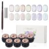 Version 1.0.0 ADHERE 7pcs Translucent Magnetic Gel Polish Set with Brush + Magnetic Stick, Cat Eye Gel Polish Holographic Glitter UV LED Nail Varnish for Nail Salon DIY Design