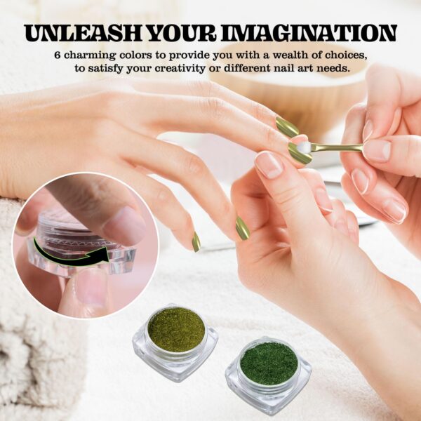 Version 1.0.0 ADHERE 6pcs Chrome Powder Set - Magic Metallic Mirror Finish & Mirror-Like Effect | Non-Toxic, Salon-Quality, DIY Gel Nail Supplies