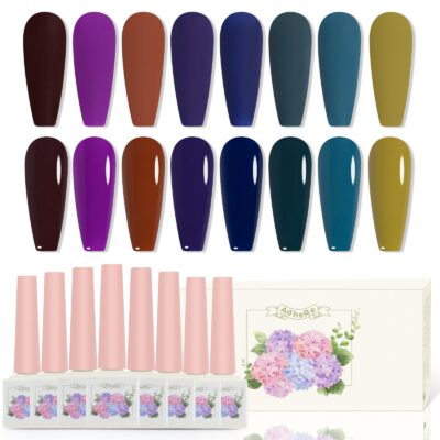 Version 1.0.0 ADHERE 12ml 8pcs Nail Polish Gel Kit, UV LED Gel Nail Polish, Soak Off Nail Varnish Gel Polish for Manicure Salon DIY Design at Home