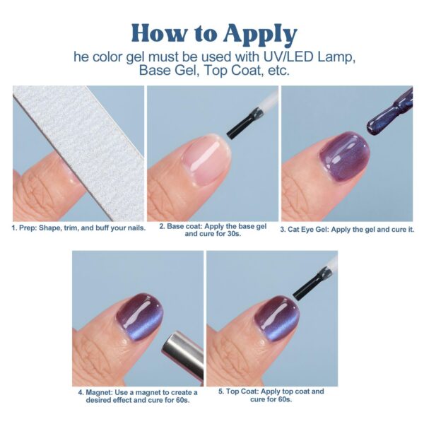 Version 1.0.0 ADHERE 12ml 5pcs Magnetic Cat Eye Gel Kit with Magnetic Stick, Cat Eye Gel Polish Holographic Glitter UV LED Nail Varnish for Nail Salon DIY Design