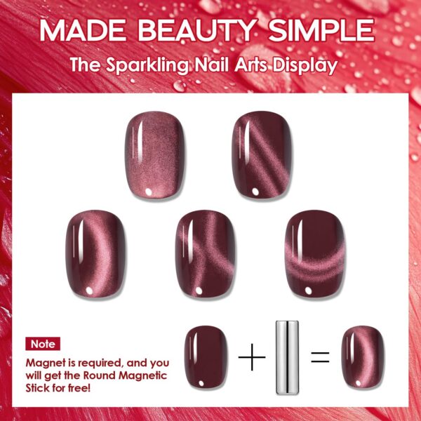 Version 1.0.0 ADHERE 12ml 5pcs Red Gel Nail Polish Kit with Magnetic Stick, Cat Eye Gel Polish Holographic Glitter UV LED Nail Varnish for Nail Salon DIY Design