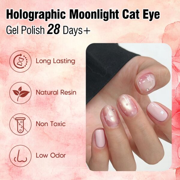 Version 1.0.0 ADHERE 12ml 7pcs Translucent Cat Eye Gel Set with Magnetic Stick, Cat Eye Gel Polish Holographic Glitter UV LED Nail Varnish for Nail Salon DIY Design