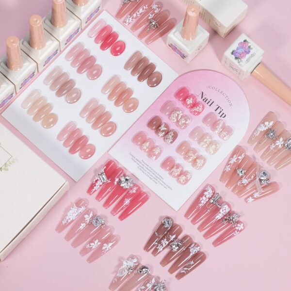 Version 1.0.0 ADHERE 12ml 8pcs Translucent Nude Pink Gel Kit, UV LED Gel Nail Polish, Soak Off Nail Varnish Gel Polish for Manicure Salon DIY Design at Home