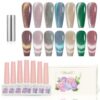 Version 1.0.0 ADHERE 12ml 7pcs Magnetic Nail Polish Gel Kit with Nail Magnet - Cat Eye Gel Nail Polish Glitter Shining Nude Pink Nail Gel Polish Green Nail Varnish
