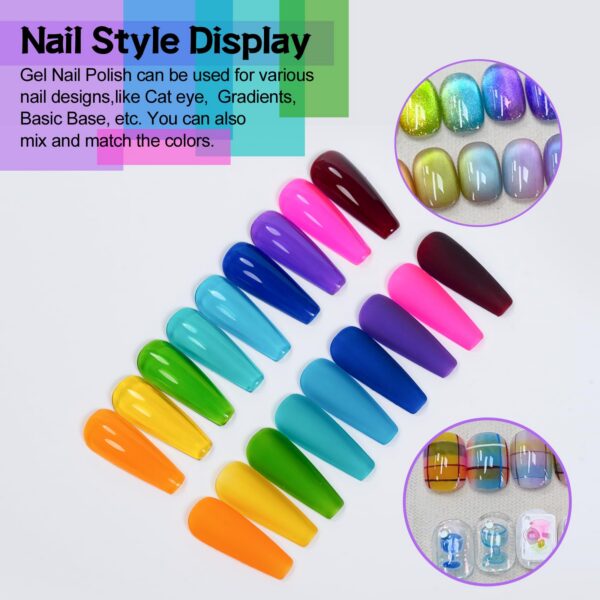 Version 1.0.0 ADHERE 12ml 9pcs Translucent Nail Gel Polish Kit, UV LED Gel Nail Polish, Soak Off Nail Varnish Gel Polish for Manicure Salon DIY Design at Home