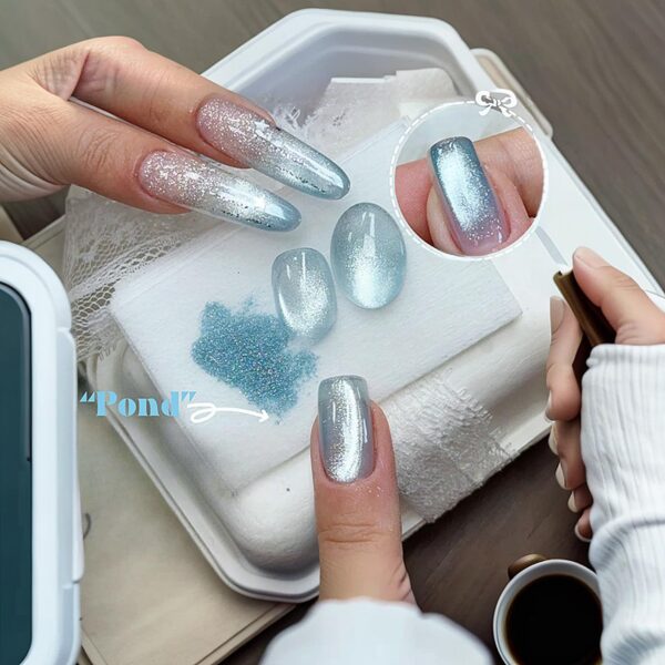 Version 1.0.0 ADHERE 12ml 5pcs Magnetic Gel Kit with Magnetic Stick, Cat Eye Gel Polish Holographic Glitter UV LED Nail Varnish for Nail Salon DIY Design