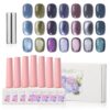 Version 1.0.0 ADHERE 12ml 7pcs Cat Eye Gel Kit with Magnetic Stick, Blue Purple Green Cat Eye Gel Polish Holographic Glitter UV LED Nail Varnish for Nail Salon DIY Design