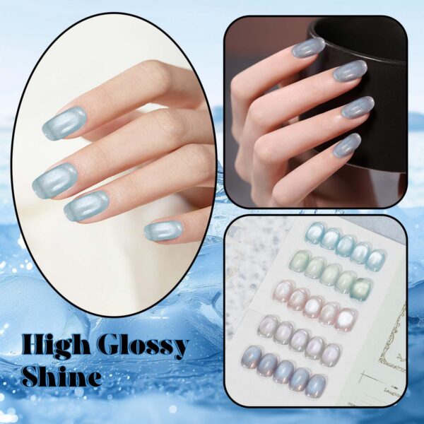 Version 1.0.0 ADHERE 12ml 5pcs Magnetic Gel Kit with Magnetic Stick, Cat Eye Gel Polish Holographic Glitter UV LED Nail Varnish for Nail Salon DIY Design