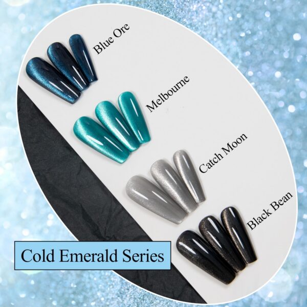 Version 1.0.0 Adhere 12ml 4 Colors Cat Eye Nail Polish Gel Kit - Magnetic Silver Black Blue Glitter Cat Eye Gel Nail Polish Soak Off Magnetic Varnish