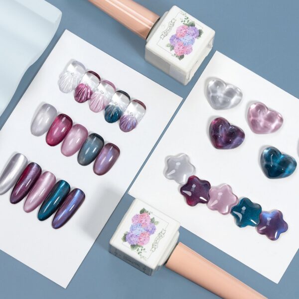 Version 1.0.0 ADHERE 12ml 5pcs Magnetic Cat Eye Gel Kit with Magnetic Stick, Cat Eye Gel Polish Holographic Glitter UV LED Nail Varnish for Nail Salon DIY Design