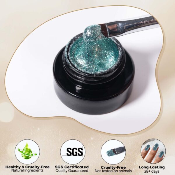 Version 1.0.0 ADHERE 6pcs Platinum Glitter Gel Kit with Brush, Sparkle Sequins Shimmery Gel Nail Polish for Nail Art Manicure Salon DIY at Home