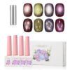 Version 1.0.0 ADHERE 12ml 4pcs Magnetic Gel Set with Magnetic Stick, Cat Eye Gel Polish Holographic Glitter UV LED Nail Varnish for Nail Salon DIY Design