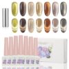 Version 1.0.0 ADHERE 12ml 7pcs Magnetic Nail Polish Gel Kit with Nail Magnet - Cat Eye Gel Nail Polish Glitter Shining Nude Pink Nail Gel Polish Green Nail Varnish