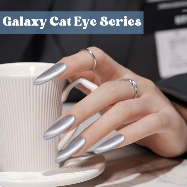 Version 1.0.0 ADHERE 12ml 5pcs Magnetic Cat Eye Gel Kit with Magnetic Stick, Cat Eye Gel Polish Holographic Glitter UV LED Nail Varnish for Nail Salon DIY Design