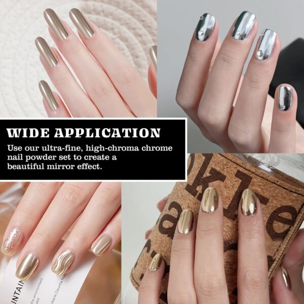 Version 1.0.0 ADHERE Metallic Chrome Mirror Powder Nail Art Kit - Magic Metallic Mirror Finish & Mirror-Like Effect | Non-Toxic, Salon-Quality, DIY Gel Nail Supplies