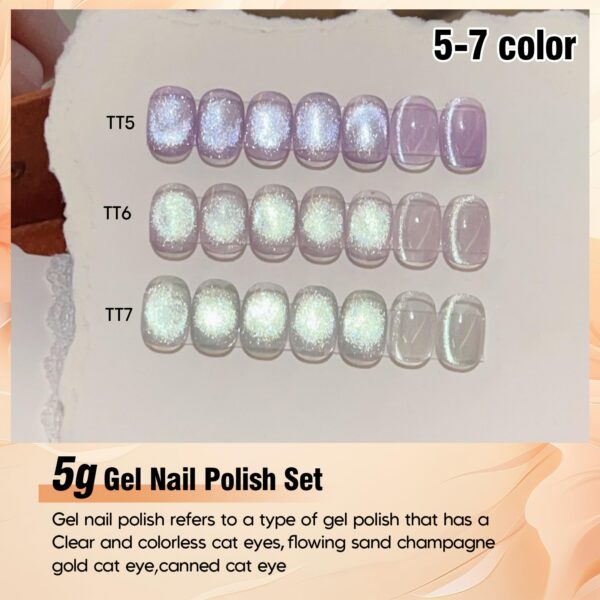 Version 1.0.0 ADHERE 7pcs Translucent Magnetic Gel Polish Set with Brush + Magnetic Stick, Cat Eye Gel Polish Holographic Glitter UV LED Nail Varnish for Nail Salon DIY Design