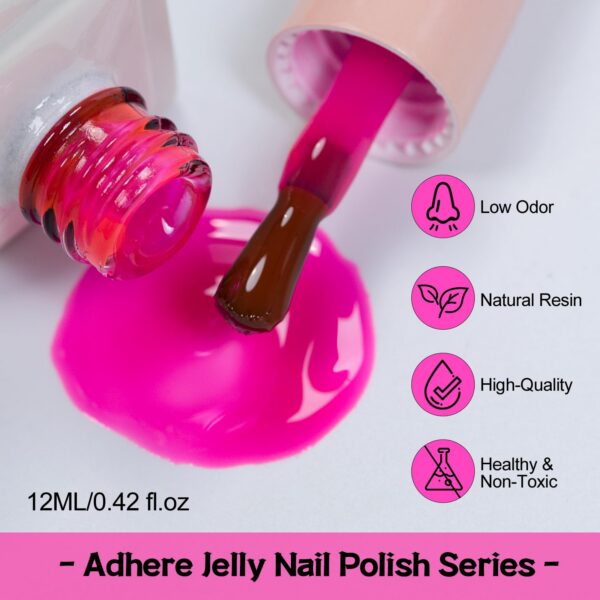 Version 1.0.0 ADHERE 12ml 9pcs Translucent Nail Gel Polish Kit, UV LED Gel Nail Polish, Soak Off Nail Varnish Gel Polish for Manicure Salon DIY Design at Home