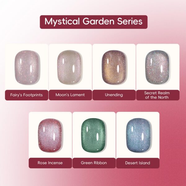 Version 1.0.0 ADHERE 12ml 7pcs Magnetic Nail Polish Gel Kit with Nail Magnet - Cat Eye Gel Nail Polish Glitter Shining Nude Pink Nail Gel Polish Green Nail Varnish