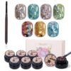 Version 1.0.0 ADHERE 7pcs Glitter Gel Kit with Brush, Sparkle Sequins Shimmery Gel Nail Polish for Nail Art Manicure Salon DIY at Home