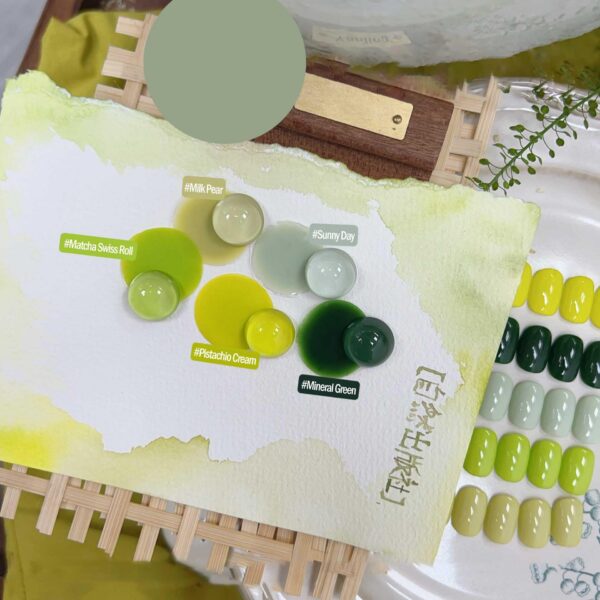 Version 1.0.0 ADHERE 12ml x 5pcs Green Gel Polish Kit, UV LED Gel Nail Polish, Soak Off Nail Varnish Gel Polish for Manicure Salon DIY Design at Home