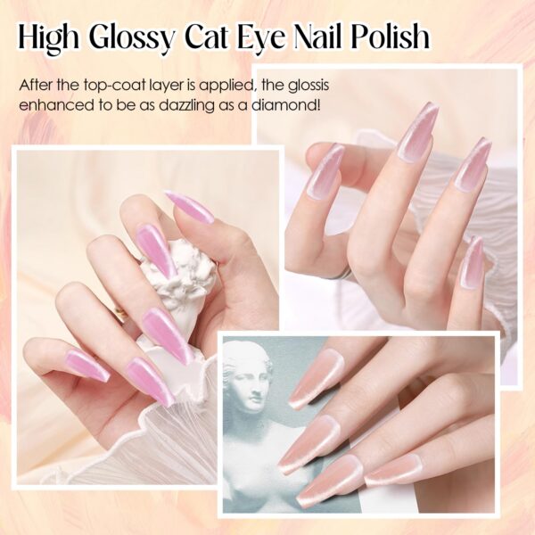 Version 1.0.0 ADHERE Cat Eye Gel Nail Polish Set, Holographic Glitter 7 Colors with Magnet Stick and Brush Gel Polish Soak Off Led Gel Polish Kit Nail Art Gel Manicure Salon DIY Gifts